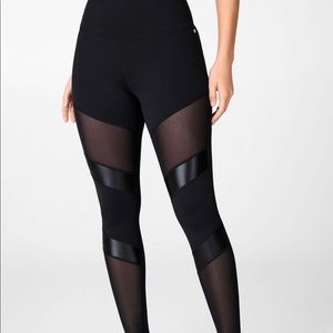 Fabletics Black High Waisted Powerhold Shine Mesh Leggings